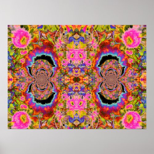 Abstract surreal sunflower mandala funky fun  poster