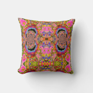 Abstract surreal sunflower mandala, funky fun  throw pillow