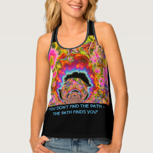 Abstract surreal sunflower mandala, inspirational  tank top