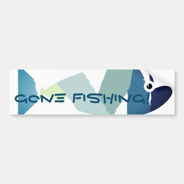 Abstract Swimming Blue Fish Bumper Sticker (Front)