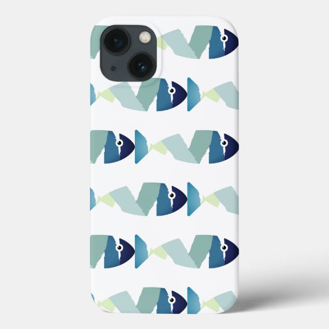 Abstract Swimming Blue Fish Case-Mate iPhone Case (Back)