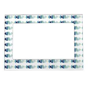 Abstract Swimming Blue Fish Magnetic Frame