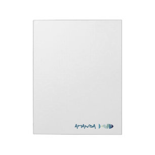 Abstract Swimming Blue Fish Notepad