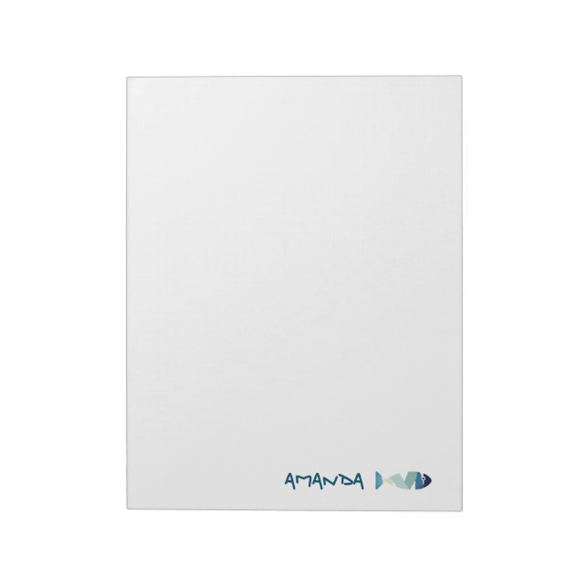 Abstract Swimming Blue Fish Notepad (Rotated)