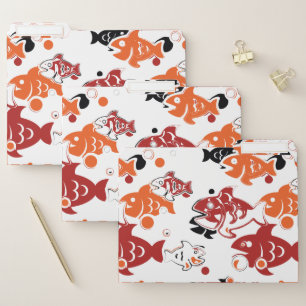 Abstract Swimming Fish Pattern Design File Folder