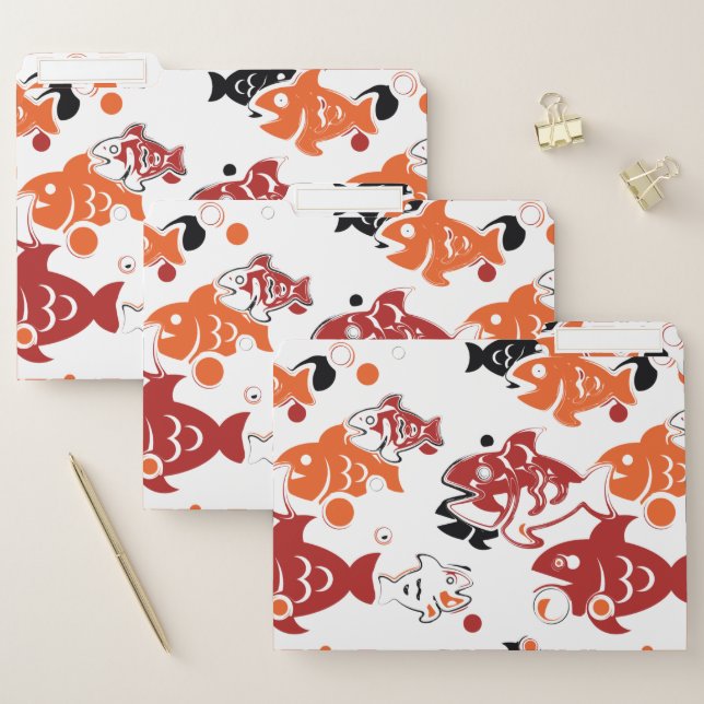 Abstract Swimming Fish Pattern Design File Folder (Set)