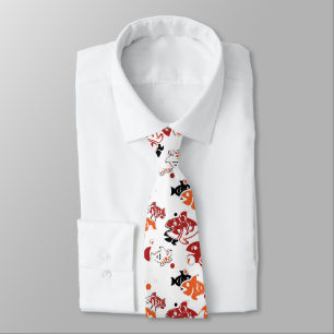 Abstract Swimming Fish Pattern Design Neck Tie