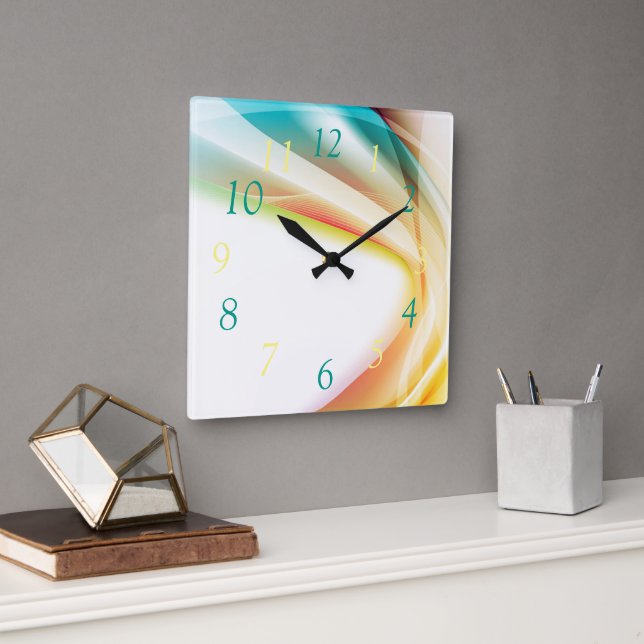 Abstract Swirl 2 Square Wall Clock (Office)