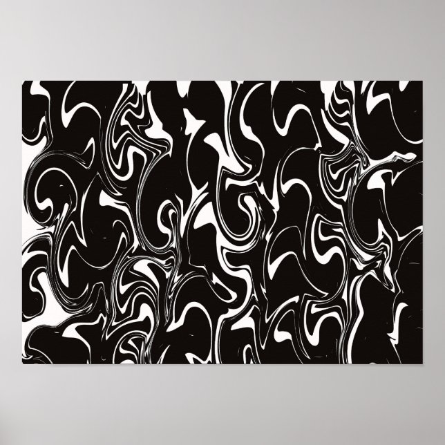 Abstract Swirl Art - Black and White Poster (Front)