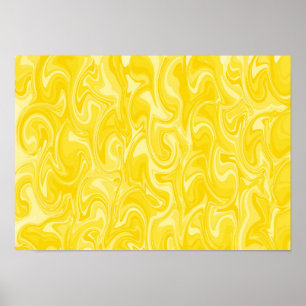 Abstract Swirl Art - Yellow Poster