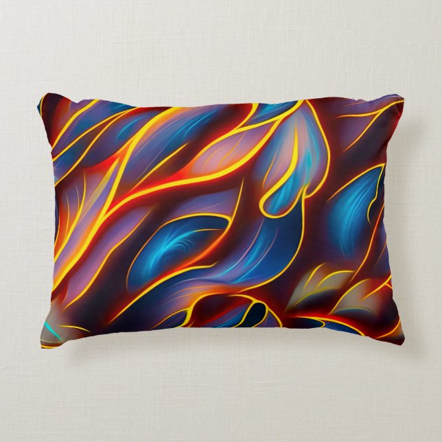 Abstract Swirl Blue Red Flames Accent Pillow (Front)