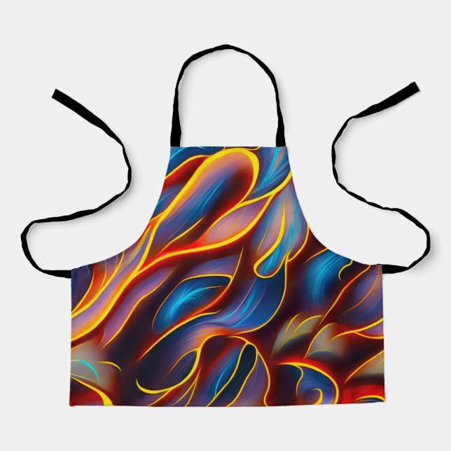 Abstract Swirl Blue Red Flames Apron (Front)
