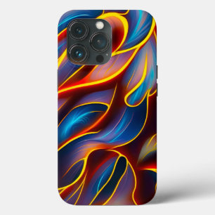 Abstract Swirl Blue Red Flames iPhone 13 Pro Case