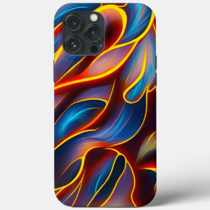 Abstract Swirl Blue Red Flames iPhone 13 Pro Max Case