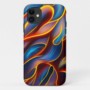 Abstract Swirl Blue Red Flames iPhone 11 Case
