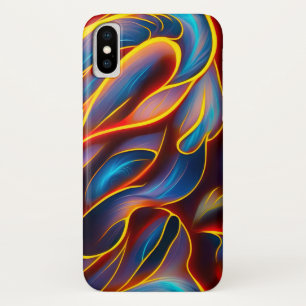 Abstract Swirl Blue Red Flames iPhone X Case