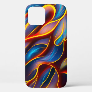 Abstract Swirl Blue Red Flames iPhone 12 Case