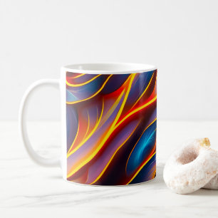 Abstract Swirl Blue Red Flames Coffee Mug