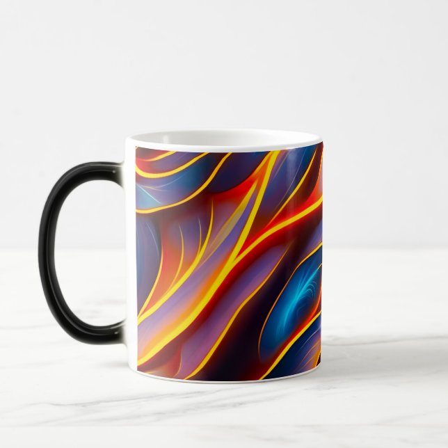 Abstract Swirl Blue Red Flames Color Morph Mug (Left)