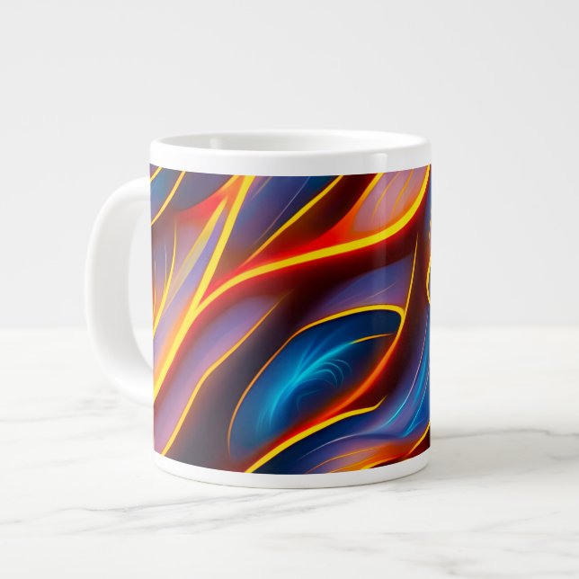 Abstract Swirl Blue Red Flames Giant Coffee Mug (Front Left)