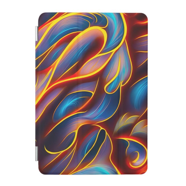 Abstract Swirl Blue Red Flames iPad Mini Cover (Front)