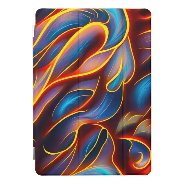 Abstract Swirl Blue Red Flames iPad Pro Cover (Front)