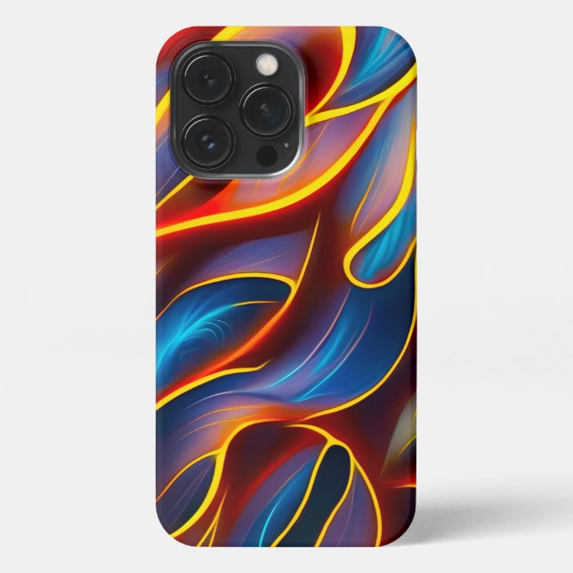 Abstract Swirl Blue Red Flames iPhone Case (Back)
