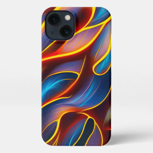 Abstract Swirl Blue Red Flames iPhone 13 Case