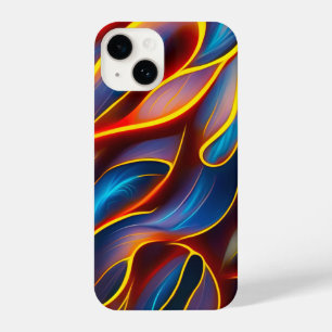 Abstract Swirl Blue Red Flames iPhone 14 Case
