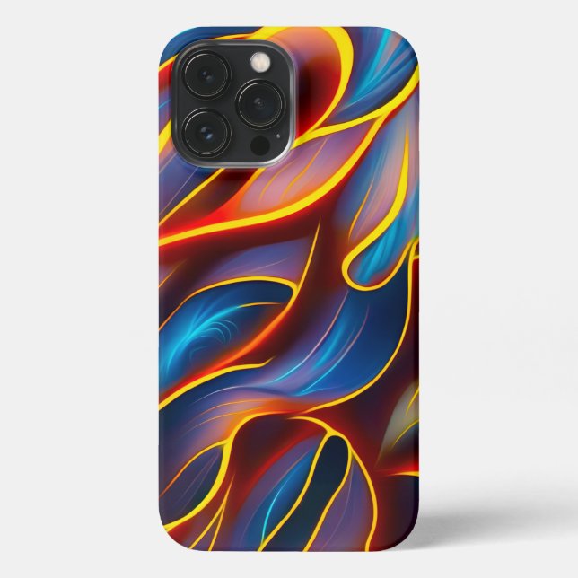 Abstract Swirl Blue Red Flames iPhone Case (Back)