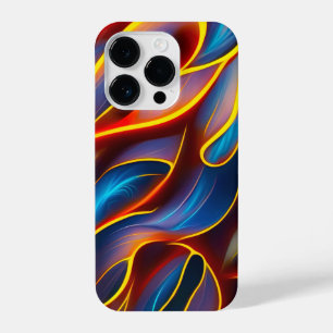 Abstract Swirl Blue Red Flames iPhone 14 Pro Case