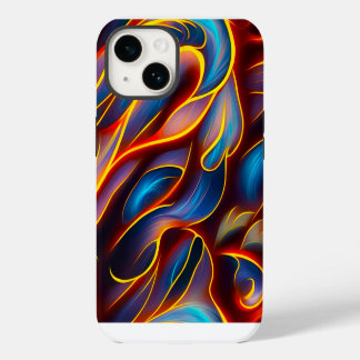 Abstract Swirl Blue Red Flames iPhone 14 Case