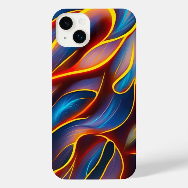 Abstract Swirl Blue Red Flames iPhone Case (Back)