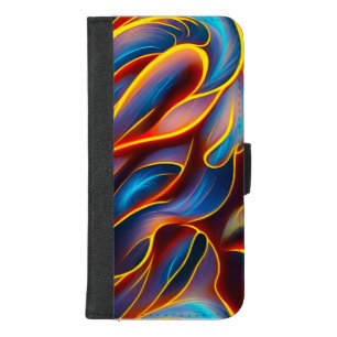 Abstract Swirl Blue Red Flames iPhone 8/7 Plus Wallet Case