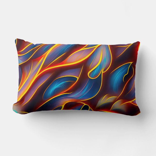 Abstract Swirl Blue Red Flames Lumbar Pillow (Front)