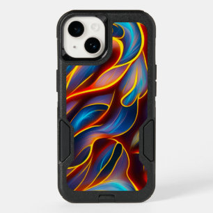 Abstract Swirl Blue Red Flames OtterBox iPhone 14 Case
