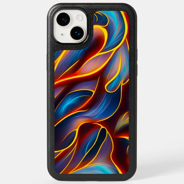 Abstract Swirl Blue Red Flames Otterbox iPhone Case (Back)