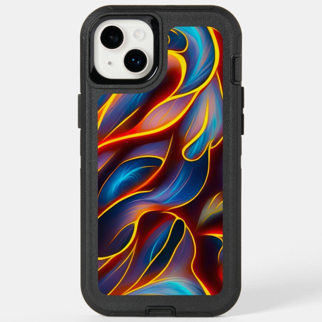Abstract Swirl Blue Red Flames Otterbox iPhone Case (Back)