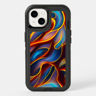 Abstract Swirl Blue Red Flames OtterBox iPhone 14 Case
