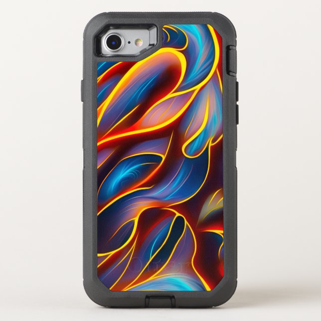 Abstract Swirl Blue Red Flames Otterbox iPhone Case (Back)