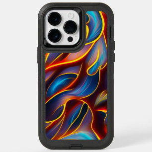 Abstract Swirl Blue Red Flames OtterBox iPhone 14 Pro Max Case