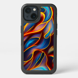 Abstract Swirl Blue Red Flames iPhone 13 Case