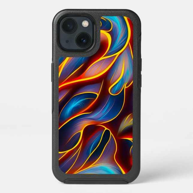 Abstract Swirl Blue Red Flames Otterbox iPhone Case (Back)