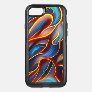 Abstract Swirl Blue Red Flames OtterBox Commuter iPhone SE/8/7 Case