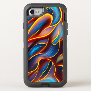Abstract Swirl Blue Red Flames OtterBox Defender iPhone SE/8/7 Case