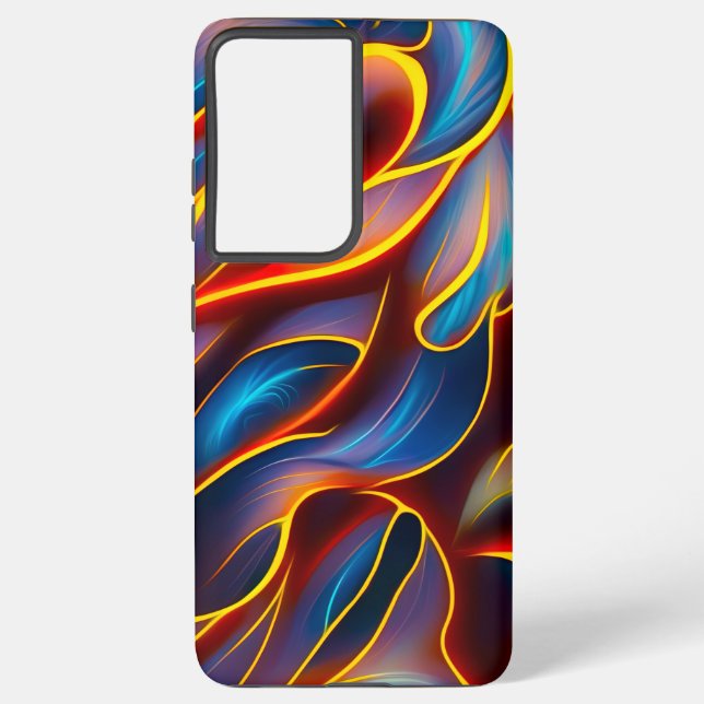 Abstract Swirl Blue Red Flames Samsung Galaxy Case (Back)