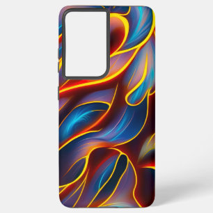 Abstract Swirl Blue Red Flames Samsung Galaxy S21 Ultra Case
