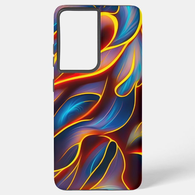 Abstract Swirl Blue Red Flames Samsung Galaxy Case (Back)