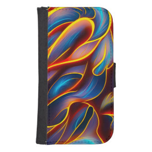 Abstract Swirl Blue Red Flames Galaxy S4 Wallet Case