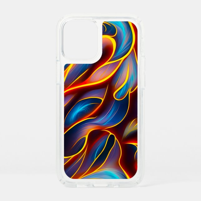 Abstract Swirl Blue Red Flames Speck iPhone 12 Mini Case (Front)